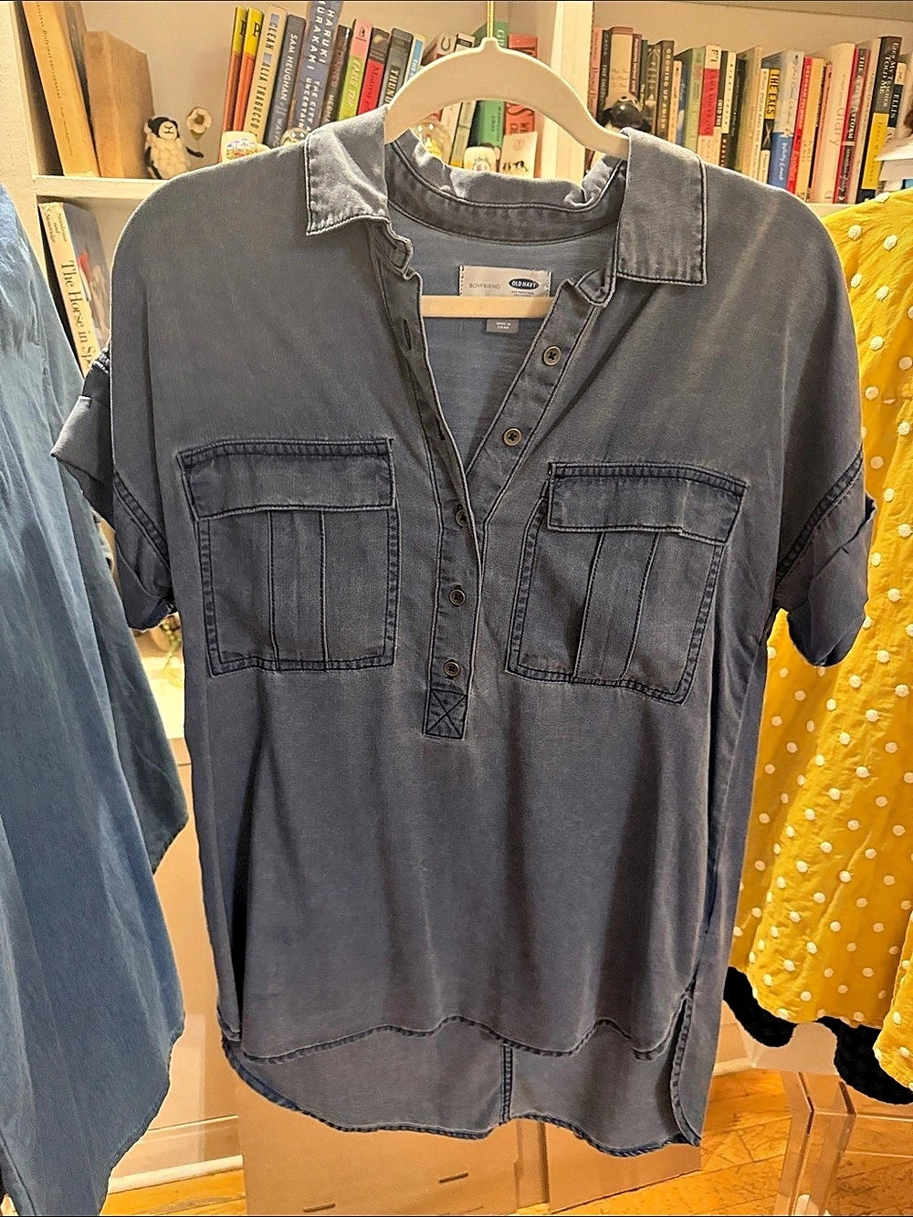 Old Navy The Boyfriend Shirt Utility Shirt Gray XS